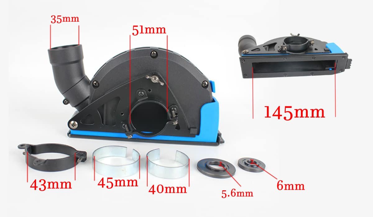 Raizi Cutting Dust Shroud For Angle Grinder 4.5, 5 Inch Diamond Saw Blade Dust Collector Attachment Cover Tool