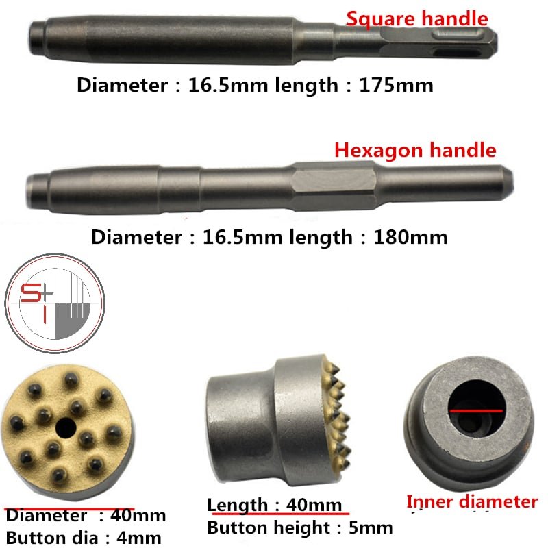 Electric drill bit square punch drilling bits rock bit chipping drills tapered button chisel drill bits for stone, concrete