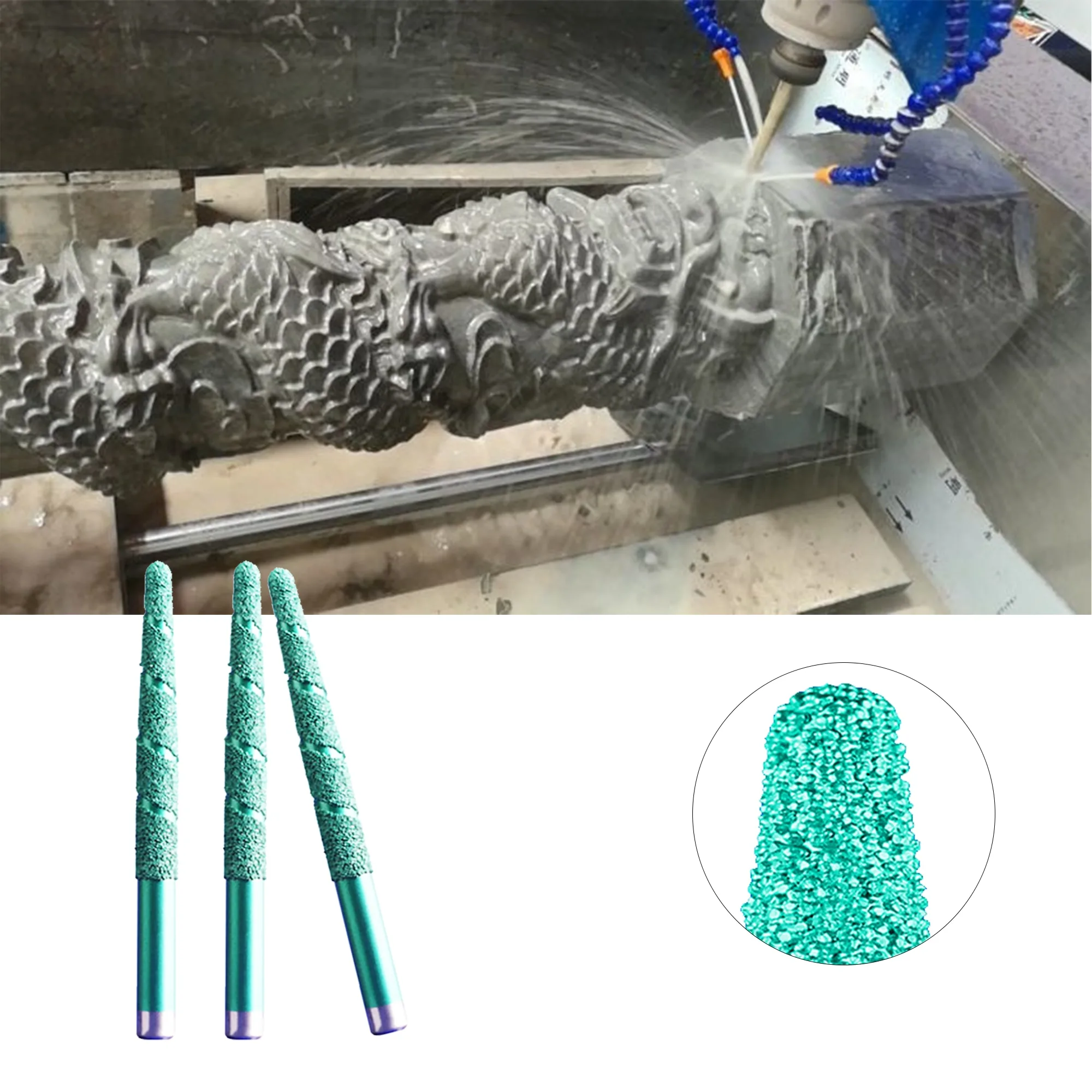 Brazing CNC stone engraving bit | Marble carving tools | tapered slotted | 1PC - Image 3
