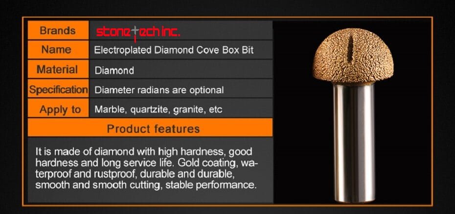 Diamond burrs cove box router bit for cutting granite, marble & stones