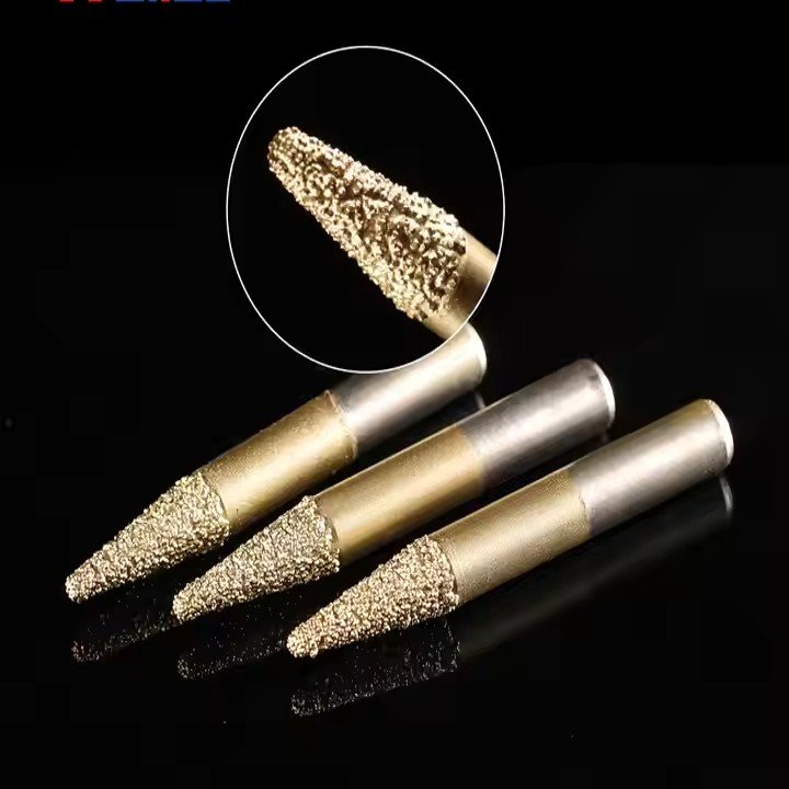 6mm shank diamond burr CNC milling cutter with golden color