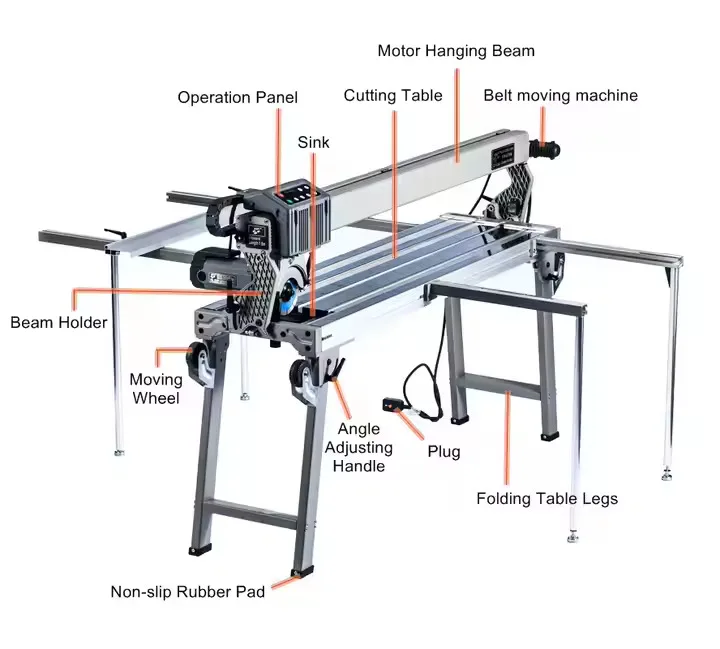 Fully Automatic 45-Degree Tile Cutting Machine with Laser Position for Ceramic, Granite, and Marble Tiles