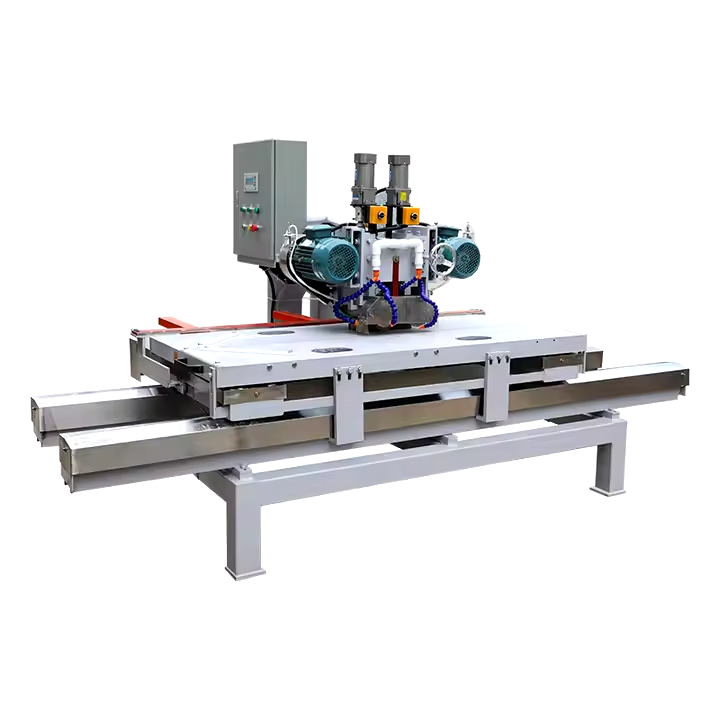 1800 CNC Manual Double-Blade Cutting Machine for porcelain, marble, and granite slabs with high accuracy.