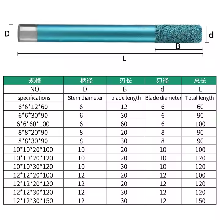 High-Quality CNC Tools Square Vacuum Brazed Stone Engraving Bits