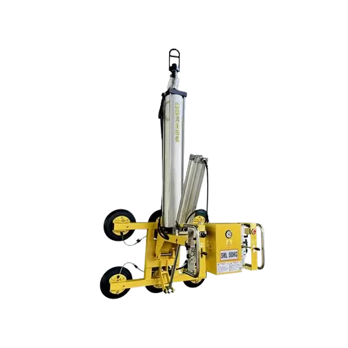 Yellow vacuum suction cup slab lifter with 90° auto-rotate and flip features